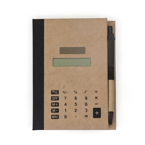 Bloco de anotações com post-it e calculadora 15,7 cm x 11,7 cm x Caneta 14 cm x 1,5 cm-MB12737
