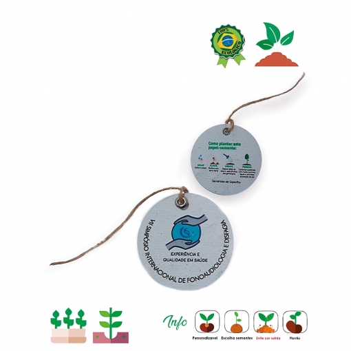 Tag de Papel Semente Redonda 6cm-MB03740