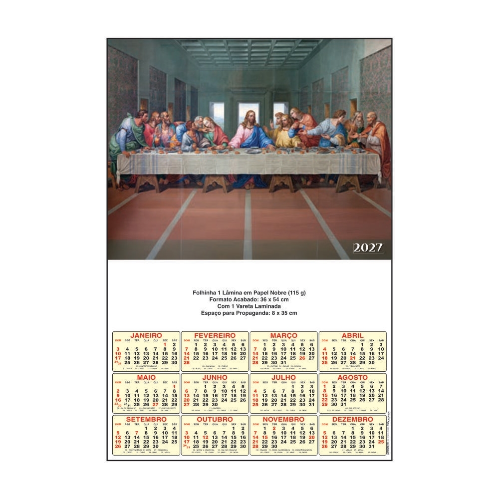 Folhinha 1 Lâmina em papel nobre 115g