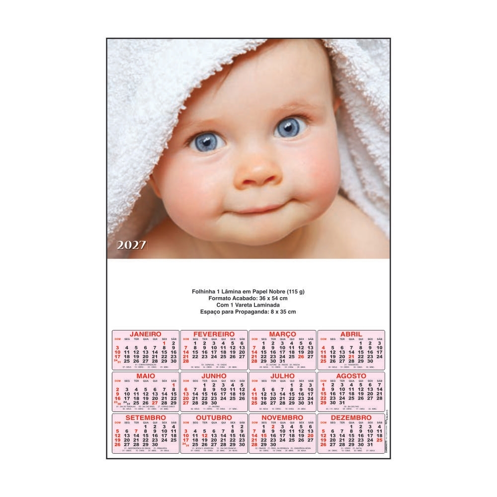 Folhinha 1 Lâmina em papel nobre 115g