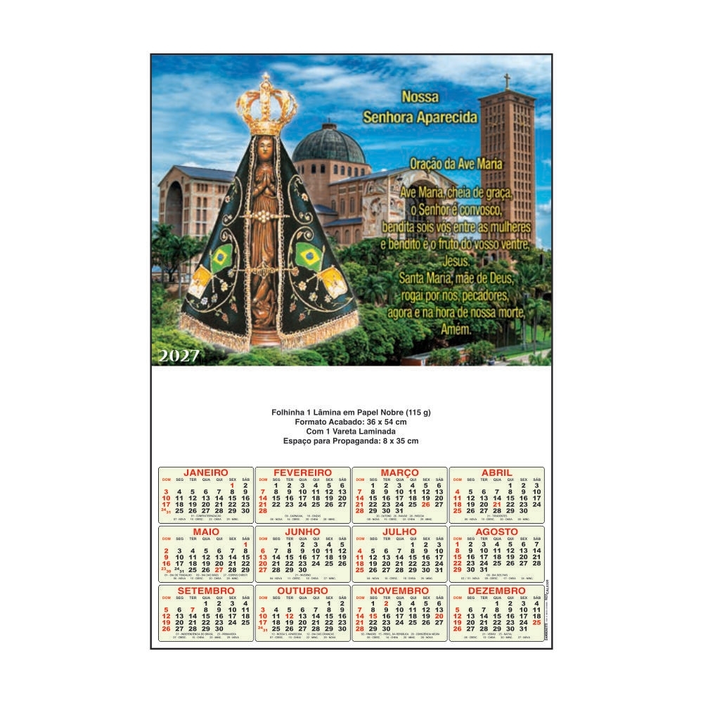 Folhinha 1 Lâmina em papel nobre 115g