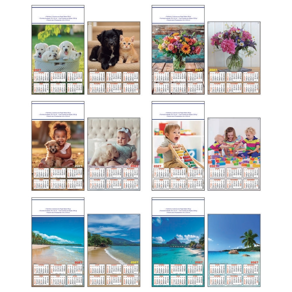 Folhinha em papel nobre 