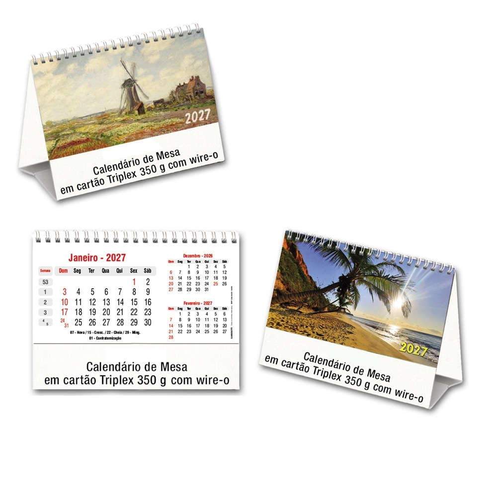 CALENDÁRIO DE MESA TRIPLEX - C/ WIRE-O