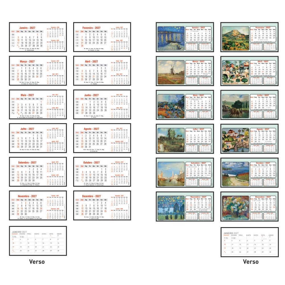 CALENDÁRIO PVC - C/ WIRE-O