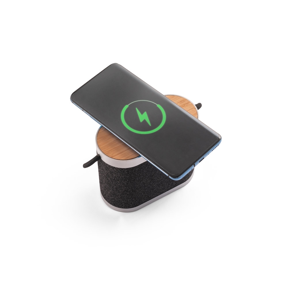 Caixa de som 15W com carregador wireless rápido